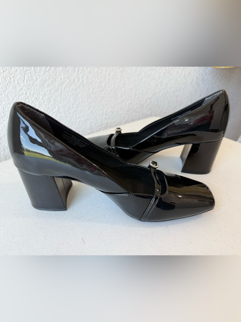 Anne Klein "Lexington" Black Patent Leather Block Heel - Picture 6 of 11